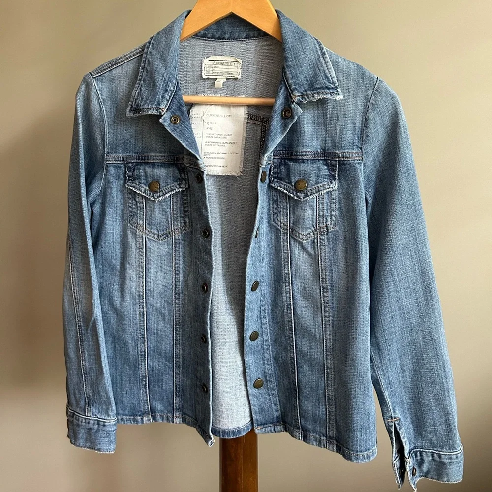 Current/Elliott The Mechanic Jean Jacket Denim Size 0 - Picture 4 of 14